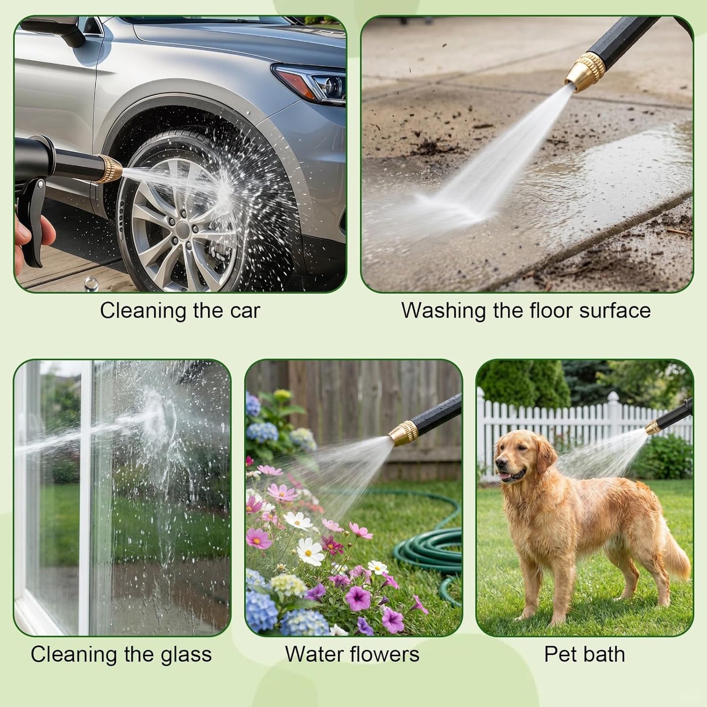 🌊 BVJ® Pulvérisateur haute pression portable – Buse de tuyau de jardin réglable, outil de lavage de voiture et d’entretien