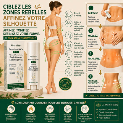 🌱 Formulé par des professionnels de santé | 𝐇𝐞𝐚𝐥𝐫𝐢𝐳𝐞® Bérbérine × NAD+ Stick Minceur Thermo-Actif Avancé 10-en-1 pour le Remodelage Corporel