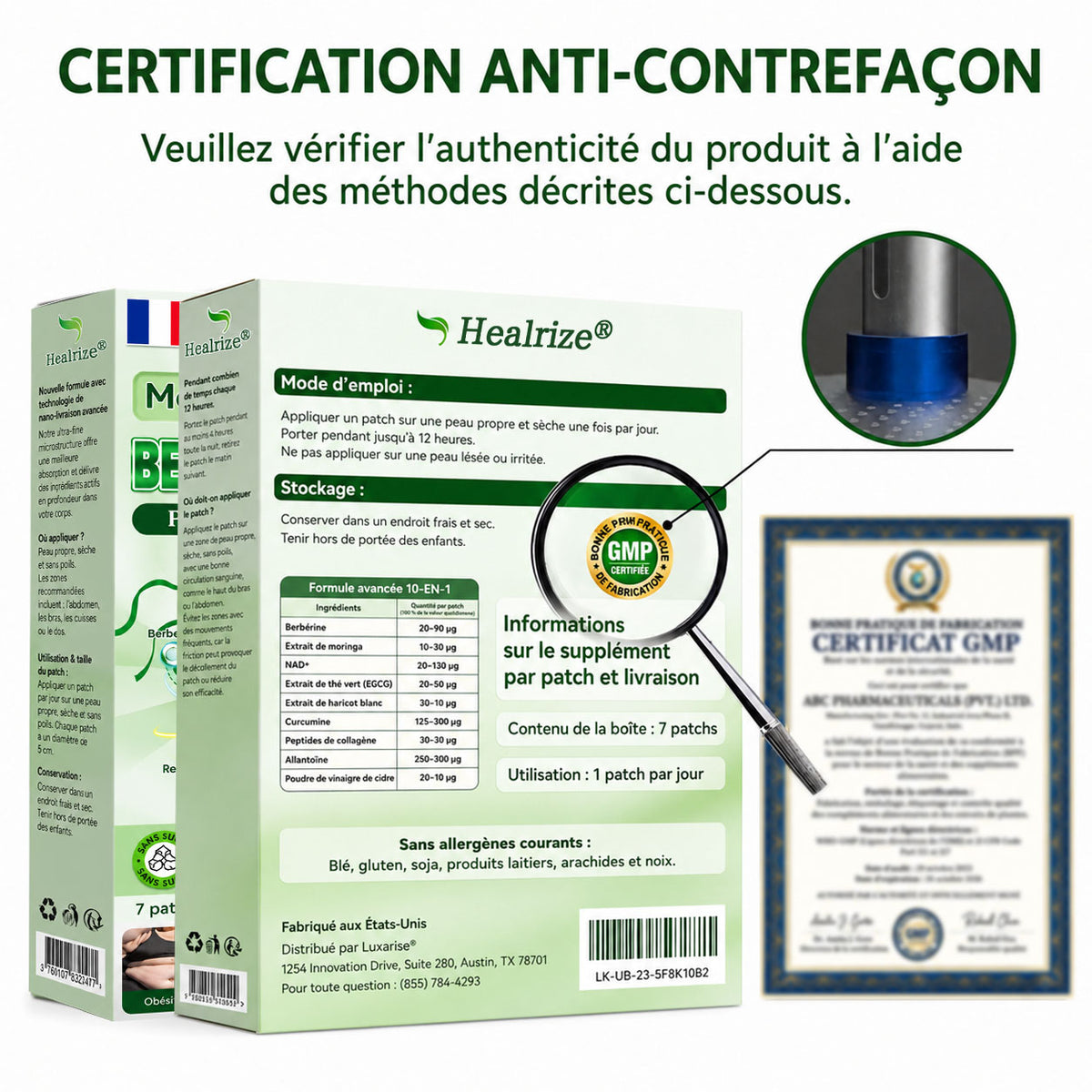 🇫🇷 Healrize® 🍀🌿 Patch nano-microaiguilles 10-en-1 Moringa · Berbérine · NAD+ | 1× par jour