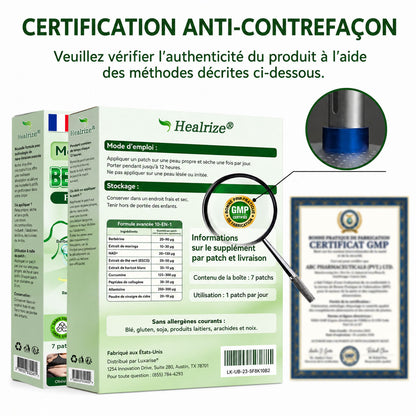 🇫🇷 Healrize® 🍀🌿 Patch nano-microaiguilles 10-en-1 Moringa · Berbérine · NAD+ | 1× par jour
