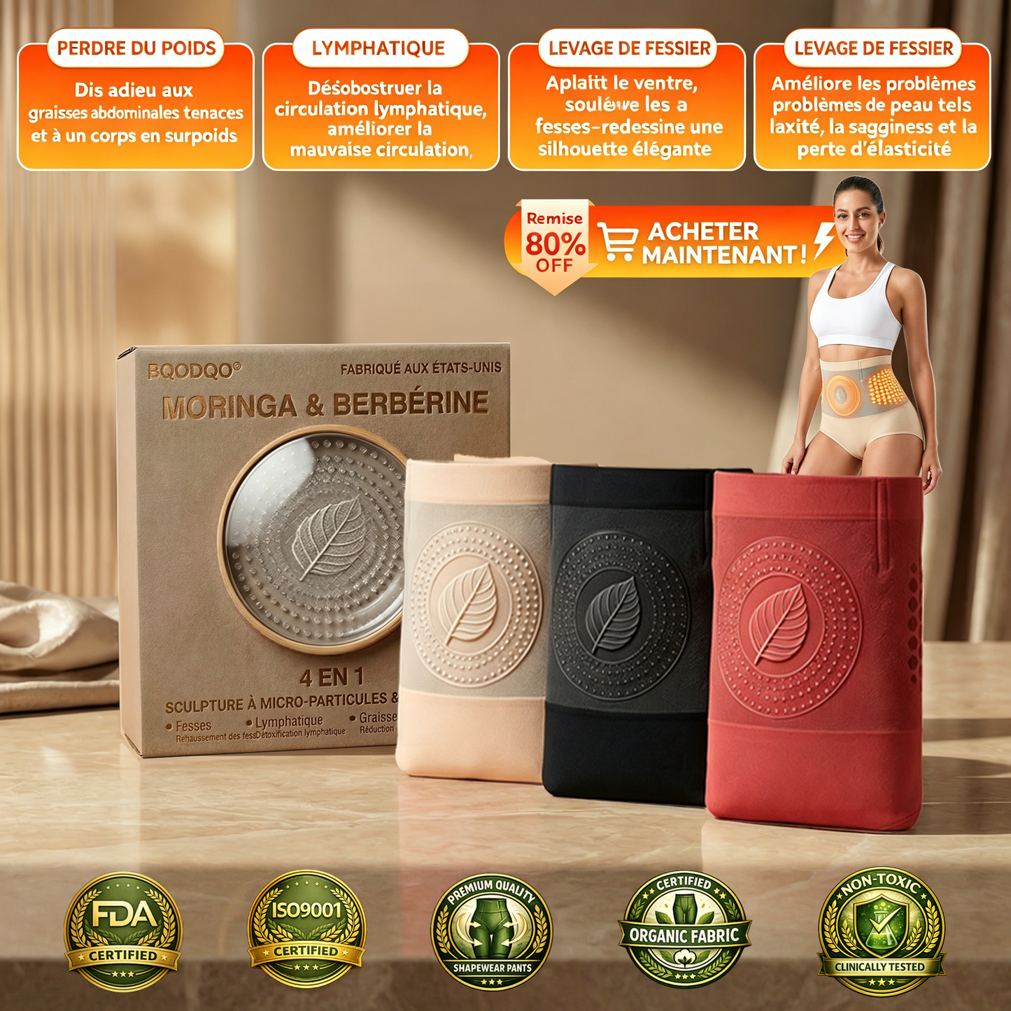 Boutique Officielle de la Marque | 💃 BQODQO® 2026 Moringa & Berbérine 4‑en‑1 Short Sculptant & Brûle‑Graisses à Micro-Particules