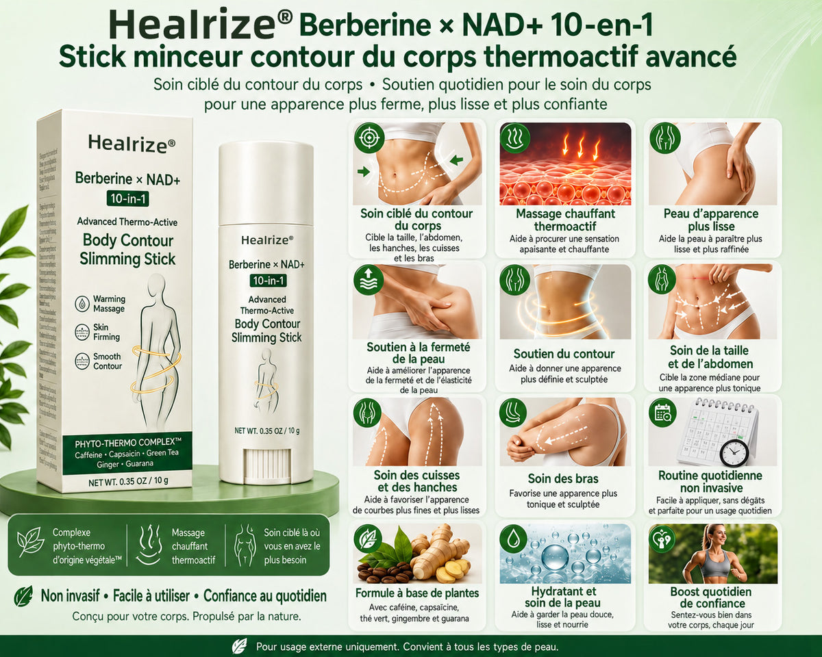 🌱 Formulé par des professionnels de santé | 𝐇𝐞𝐚𝐥𝐫𝐢𝐳𝐞® Bérbérine × NAD+ Stick Minceur Thermo-Actif Avancé 10-en-1 pour le Remodelage Corporel