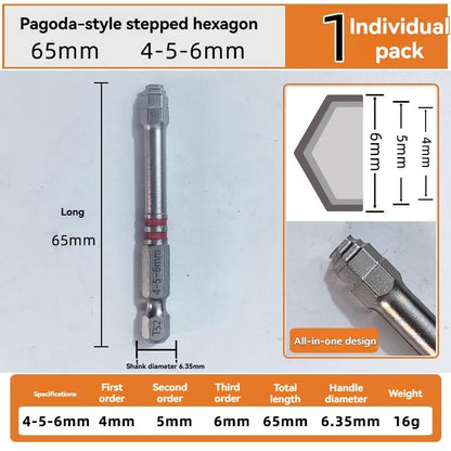 🔧 BVJ® Jeu d’embouts de tournevis hexagonaux tout-en-un type pagode (6 pièces)
