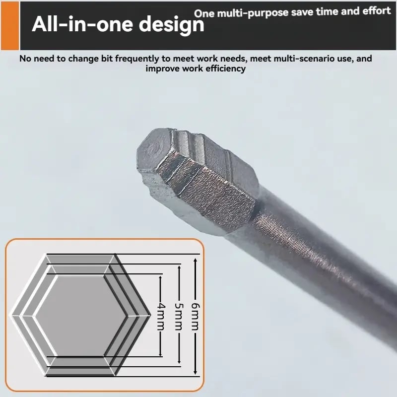 🔧 BVJ® Jeu d’embouts de tournevis hexagonaux tout-en-un type pagode (6 pièces)
