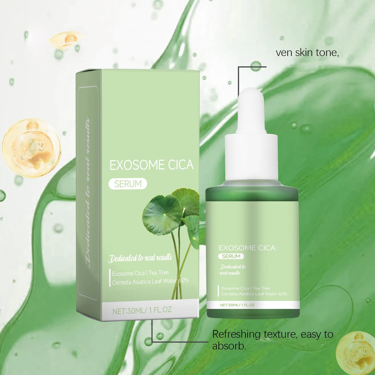 Suero facial: enriquecido con extracto de regaliz y ácido hialurónico.