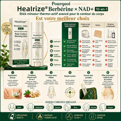 🌱 Formulé par des professionnels de santé | 𝐇𝐞𝐚𝐥𝐫𝐢𝐳𝐞® Bérbérine × NAD+ Stick Minceur Thermo-Actif Avancé 10-en-1 pour le Remodelage Corporel