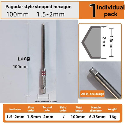 🔧 BVJ® Jeu d’embouts de tournevis hexagonaux tout-en-un type pagode (6 pièces)