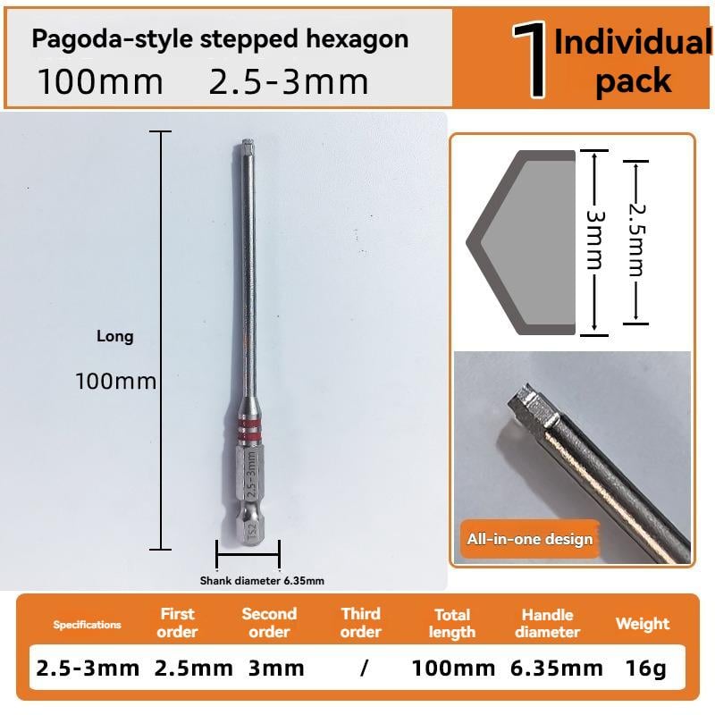 🔧 BVJ® Jeu d’embouts de tournevis hexagonaux tout-en-un type pagode (6 pièces)