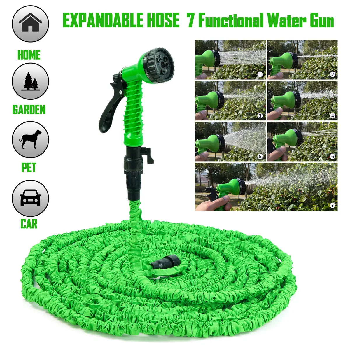 💦 BVJ® Pistolet d’arrosage haute pression multifonction – Outil de pulvérisation d’eau extérieur vert pour arrosage et nettoyage - DW