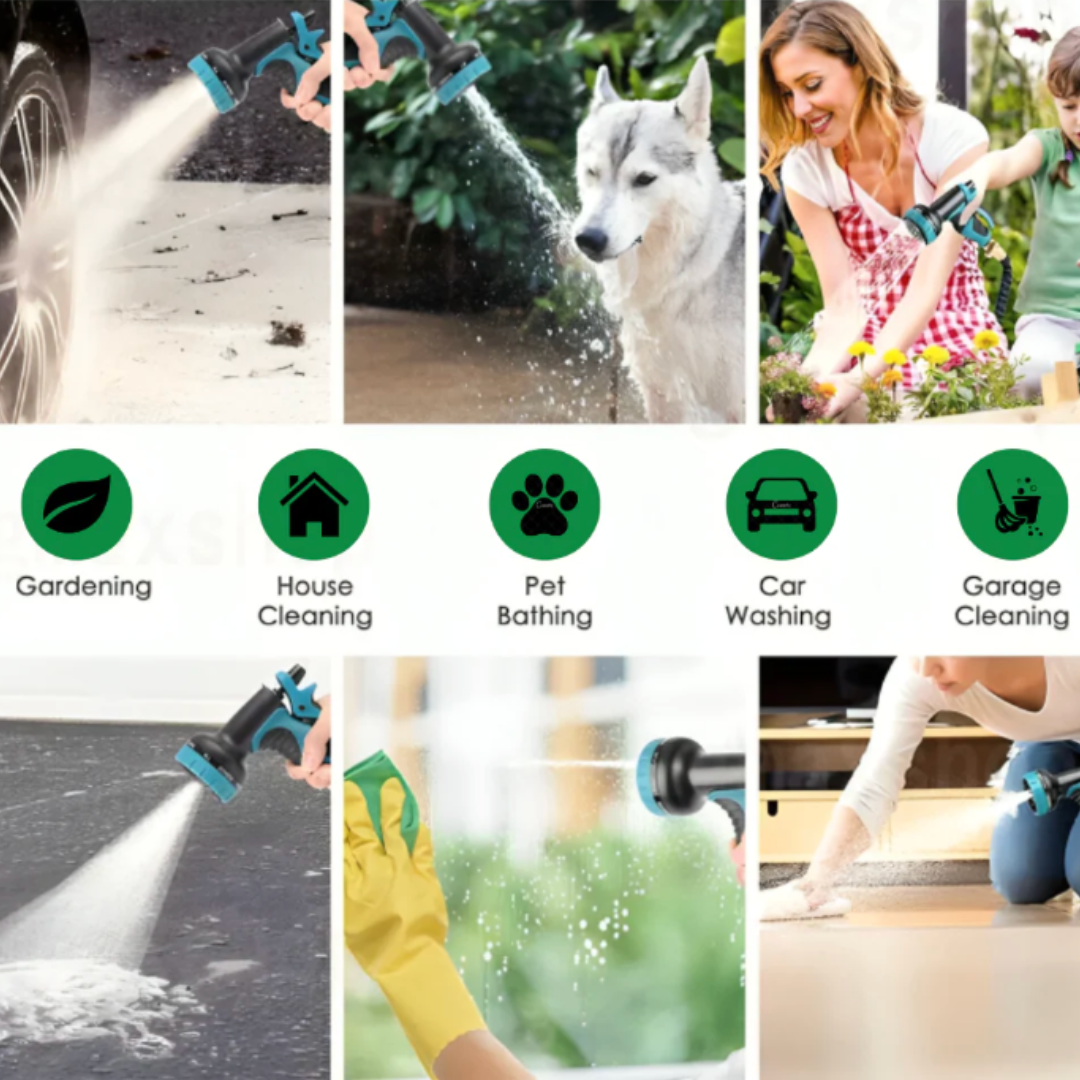 💦 BVJ® Pistolet d’arrosage haute pression multifonction – Outil de pulvérisation d’eau extérieur vert pour arrosage et nettoyage - DW