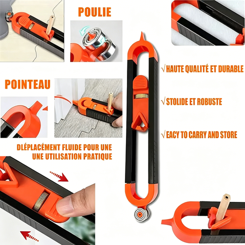 🛠️ BVJ® Jauge de contour avec système de verrouillage et crayon de traçage