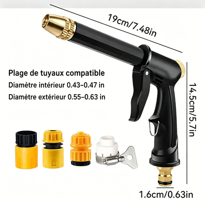 🌊 BVJ® Pulvérisateur haute pression portable – Buse de tuyau de jardin réglable, outil de lavage de voiture et d’entretien