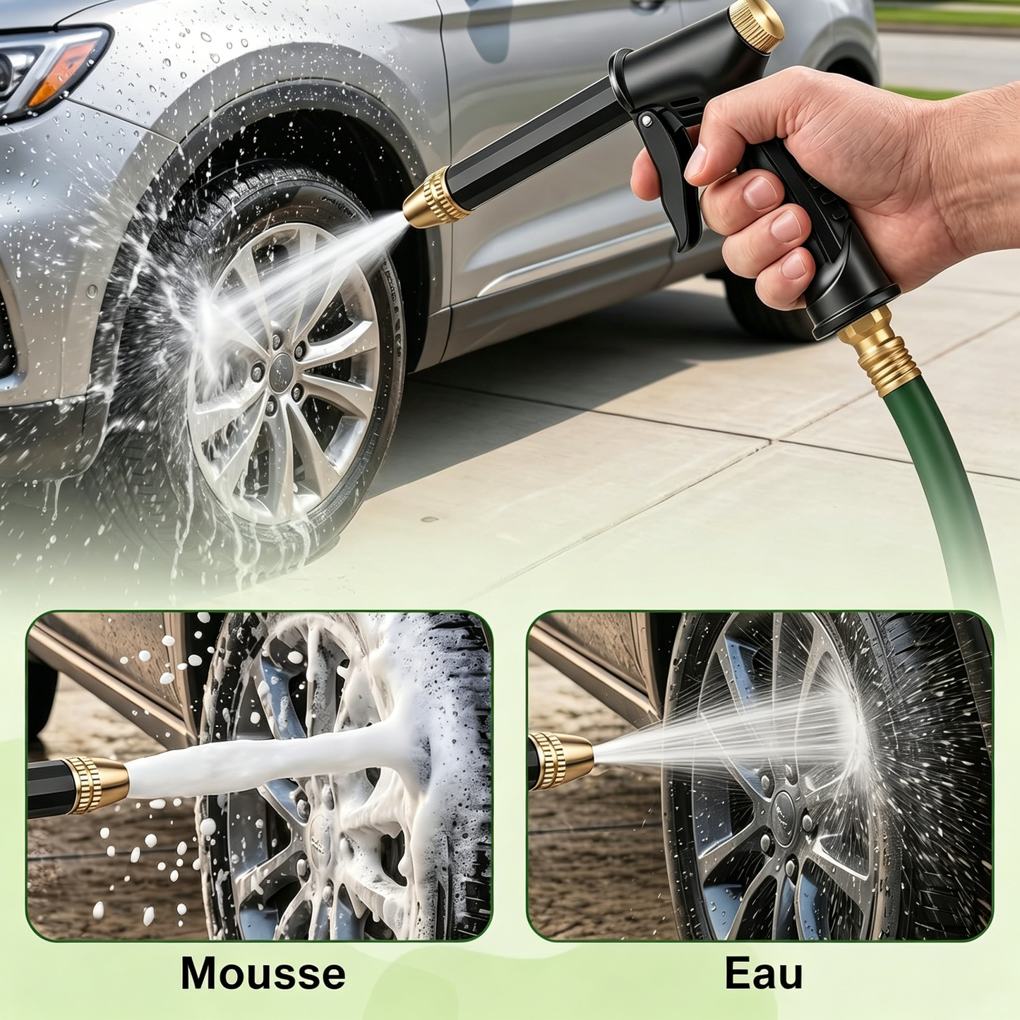 🌊 BVJ® Pulvérisateur haute pression portable – Buse de tuyau de jardin réglable, outil de lavage de voiture et d’entretien