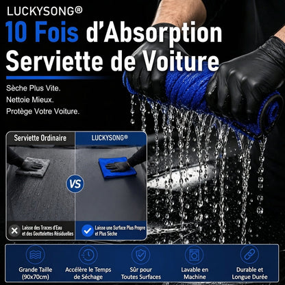 🔥LUCKYSONG® Serviette de séchage pour voiture à ultra-haute absorption (x10)🚗